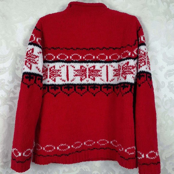 Yarnworks Snowflake Chunky Knit Sweater Size M. Red black white. Ski Novelty - Picture 3 of 11